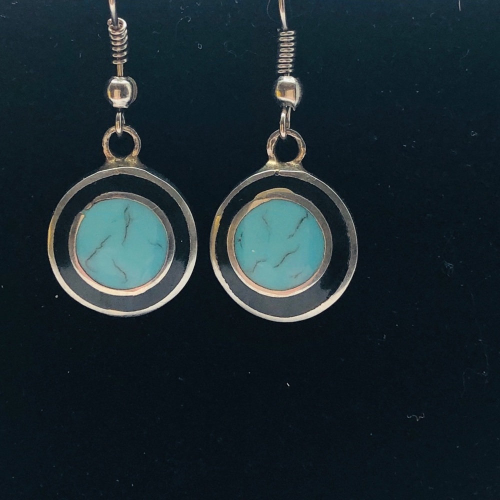 onyx &turquoise  hand crafted  earrings